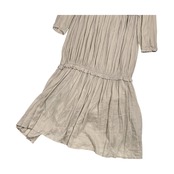 リネン混 nano universe ナノユニバース ギャザー ロングワンピース サイズ 36 /グレーベージュ系 レディース フレア マキシ丈