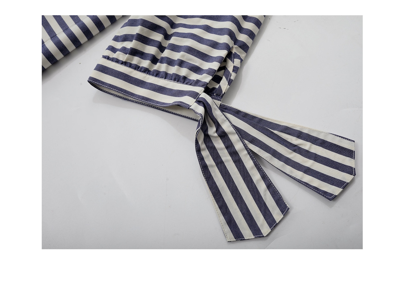 フレンチボーダー リボンスリーブトップス   F0048 - 14