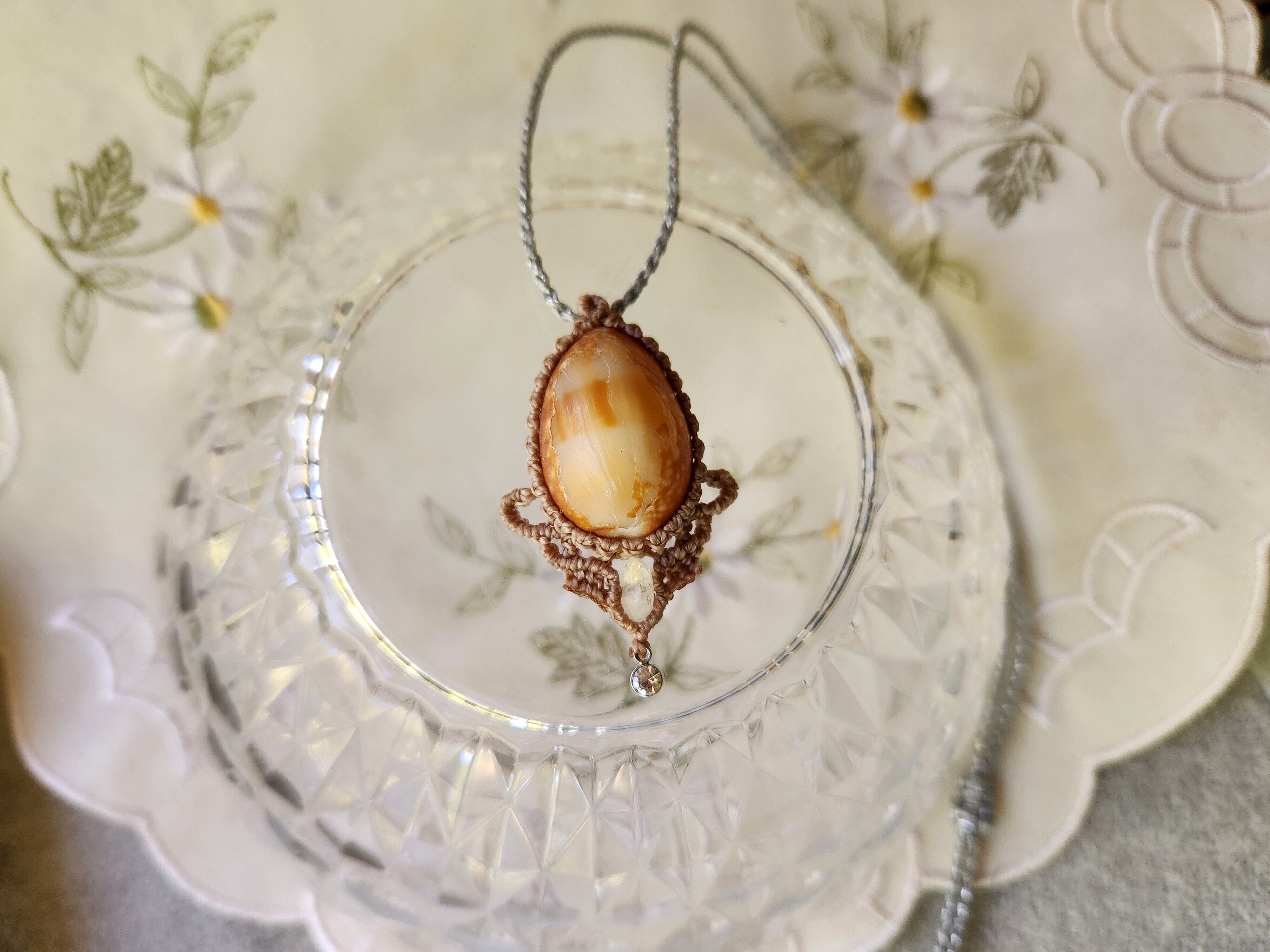 【MER】シェル×ムーンストーンマクラメネックレス