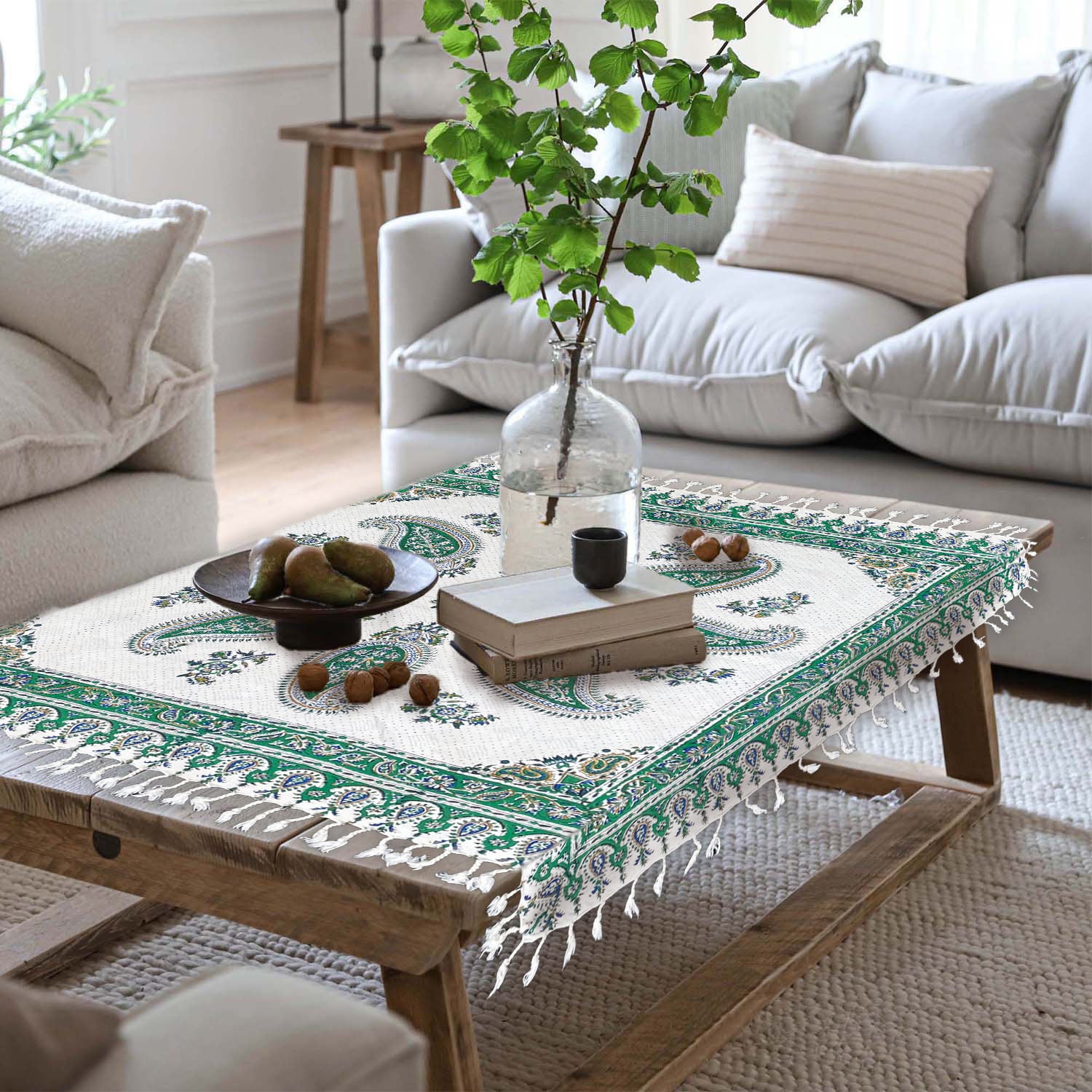 使い方様々‼︎ さらさ【100cm×100cm】天然素材木綿布 グリーン