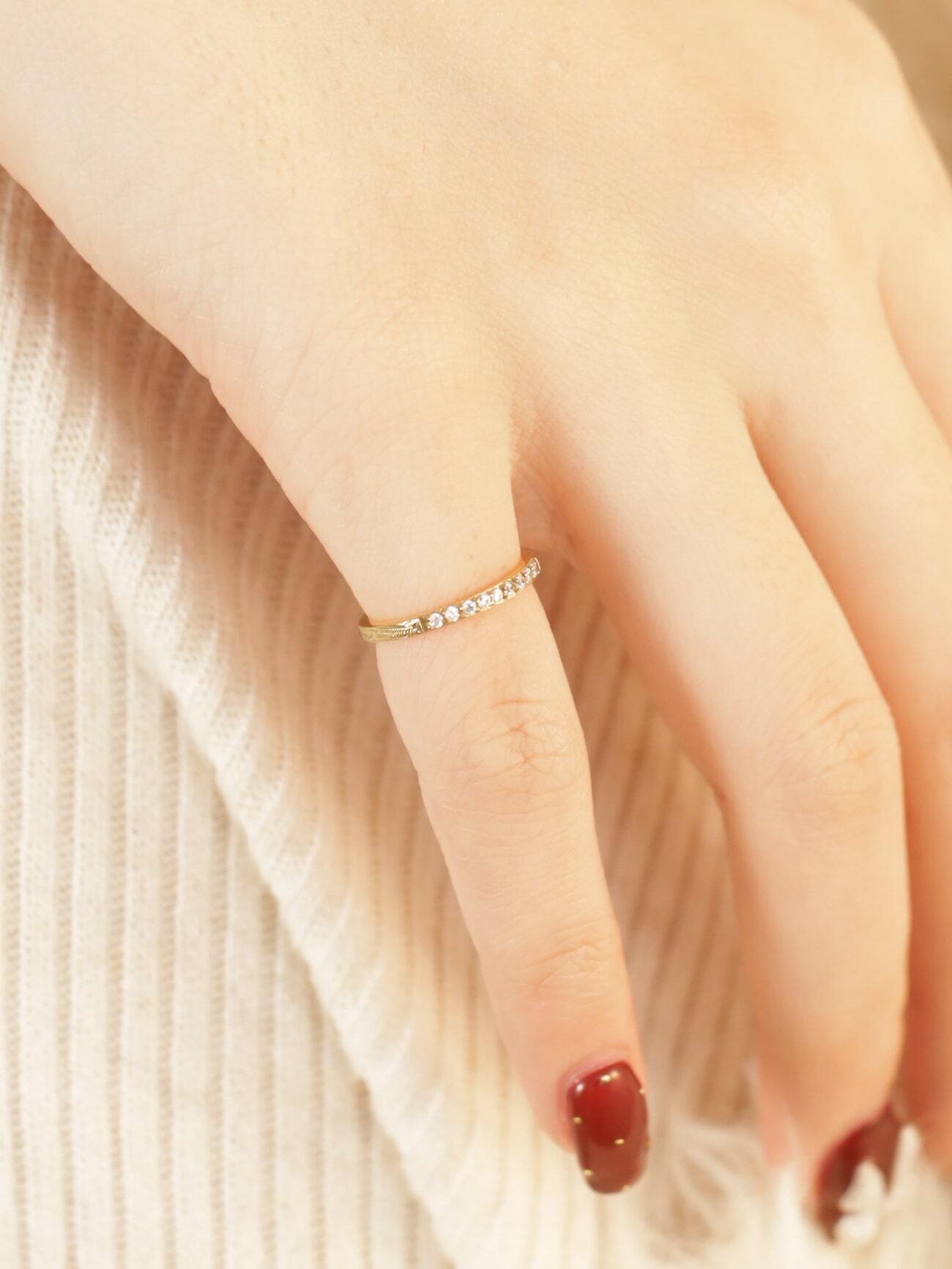 【ピンキーリング】316L hawaiian eight zirconia ring #r22