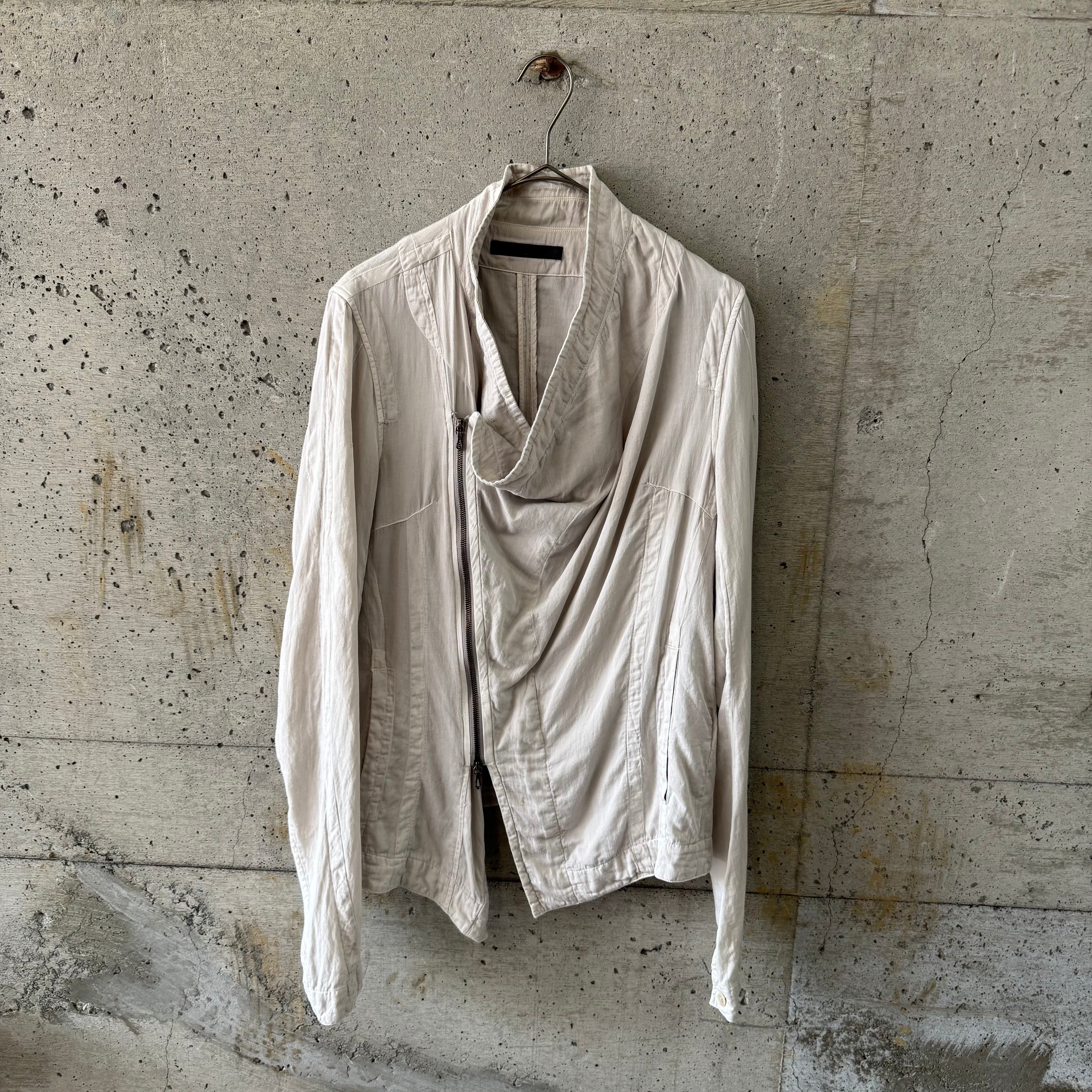 Grey asymmetric double zip jacket