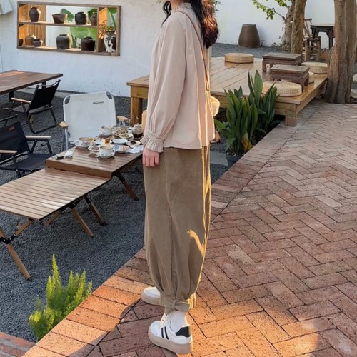 2色／裾タックコーデュロイパンツ ・12579