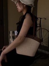 Rattan ruffea conbi bag