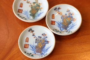 豆皿 伊万里焼 色絵 松梅寿福文