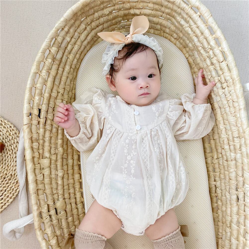 オータムラウンドネックロンパース オールインワン ワンピース ロング 秋物 Oネック 超面白いベビーショップ30365225376