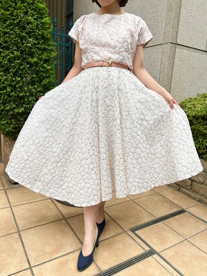 50's gray pink reaf dress