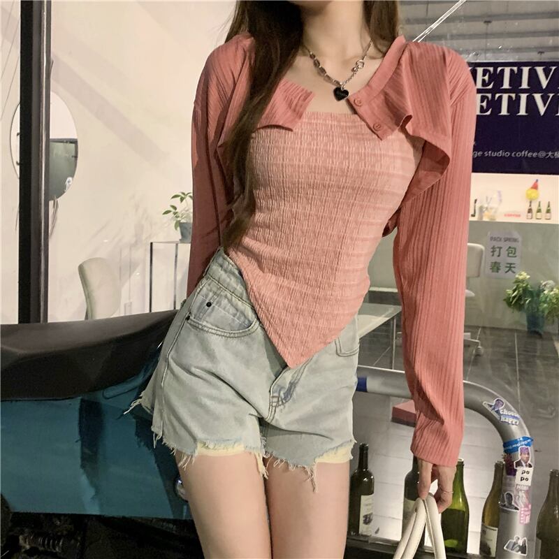 オータムスリムスカーフ ショートブラウス ロング 秋物 スクウェア ガールズファッション51894697774