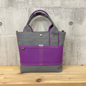 人気No.1.▽Bi Color Tote "M"【濃グレー×スミレ】
