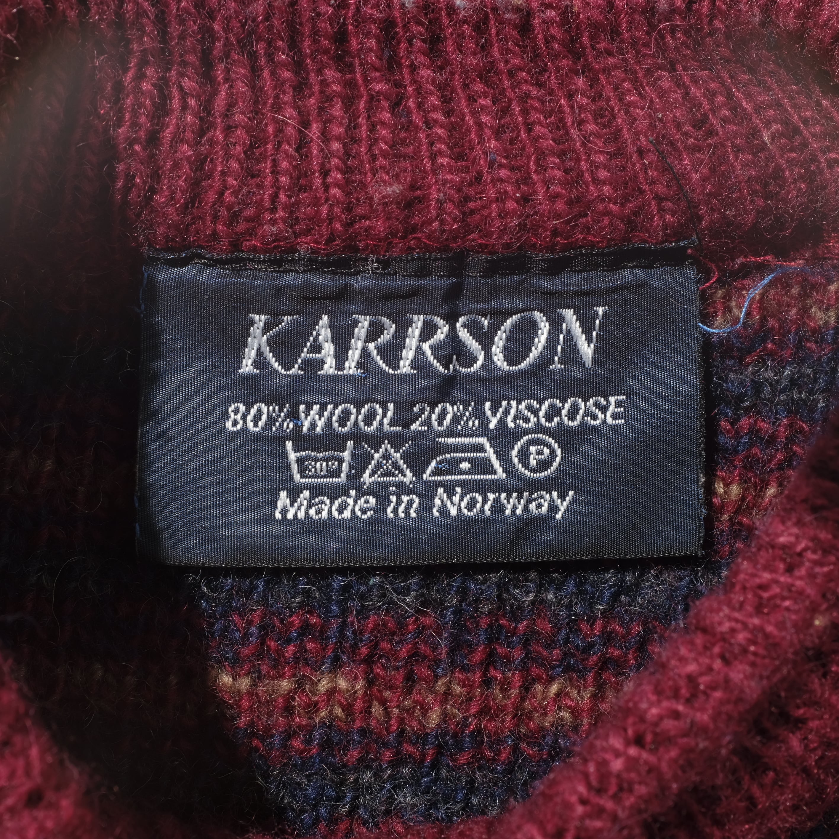 Karrson birds eye patterned knit sweater made in Norway size 40