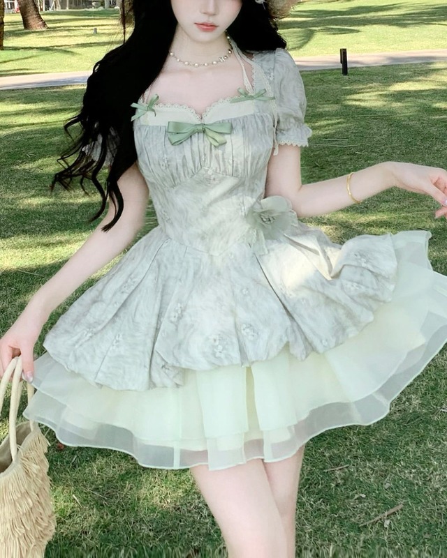 ライムココナッツパフスリーブワンピース 2508537