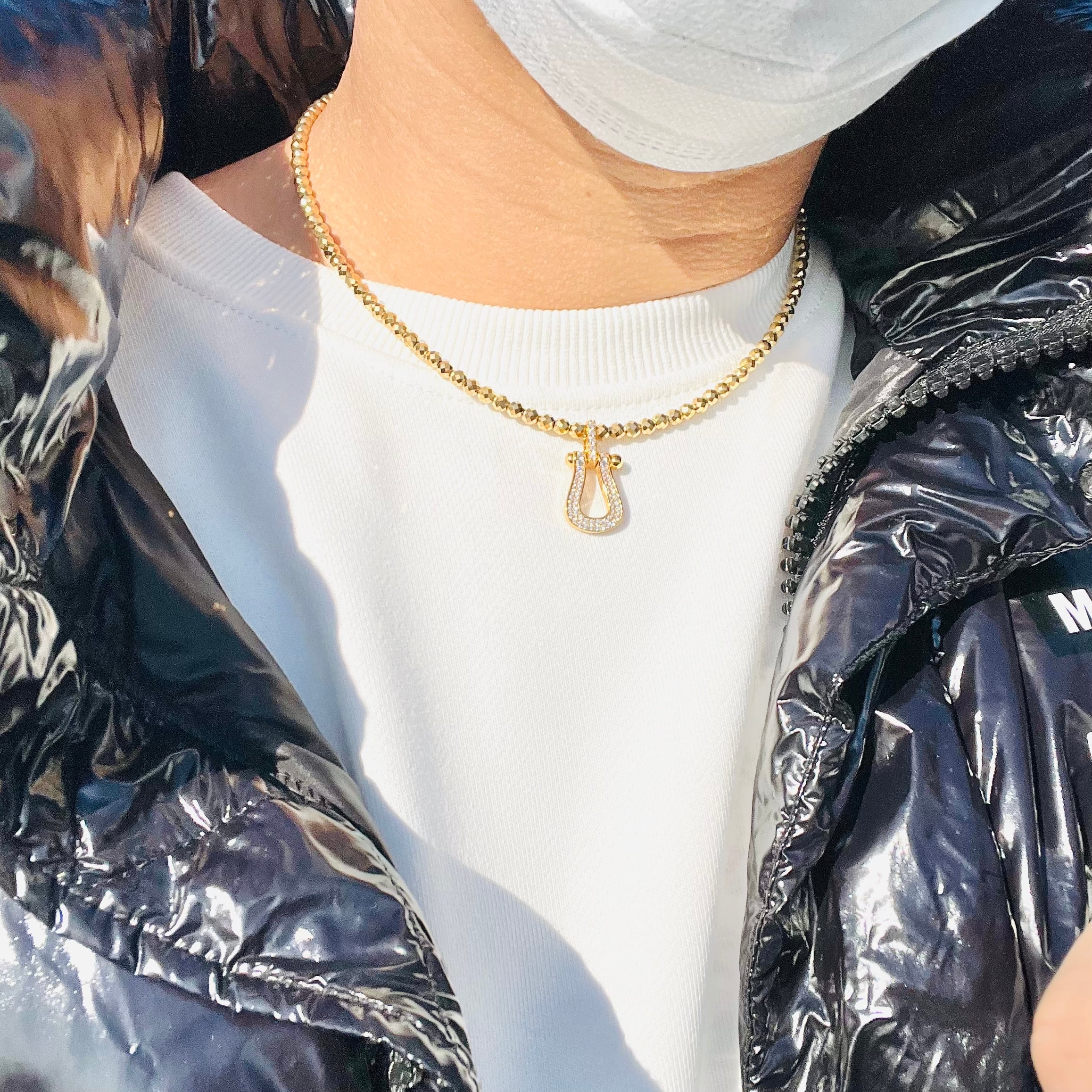 ヘマタイトゴールド大ヒヅメネックレス | StoneJewelry