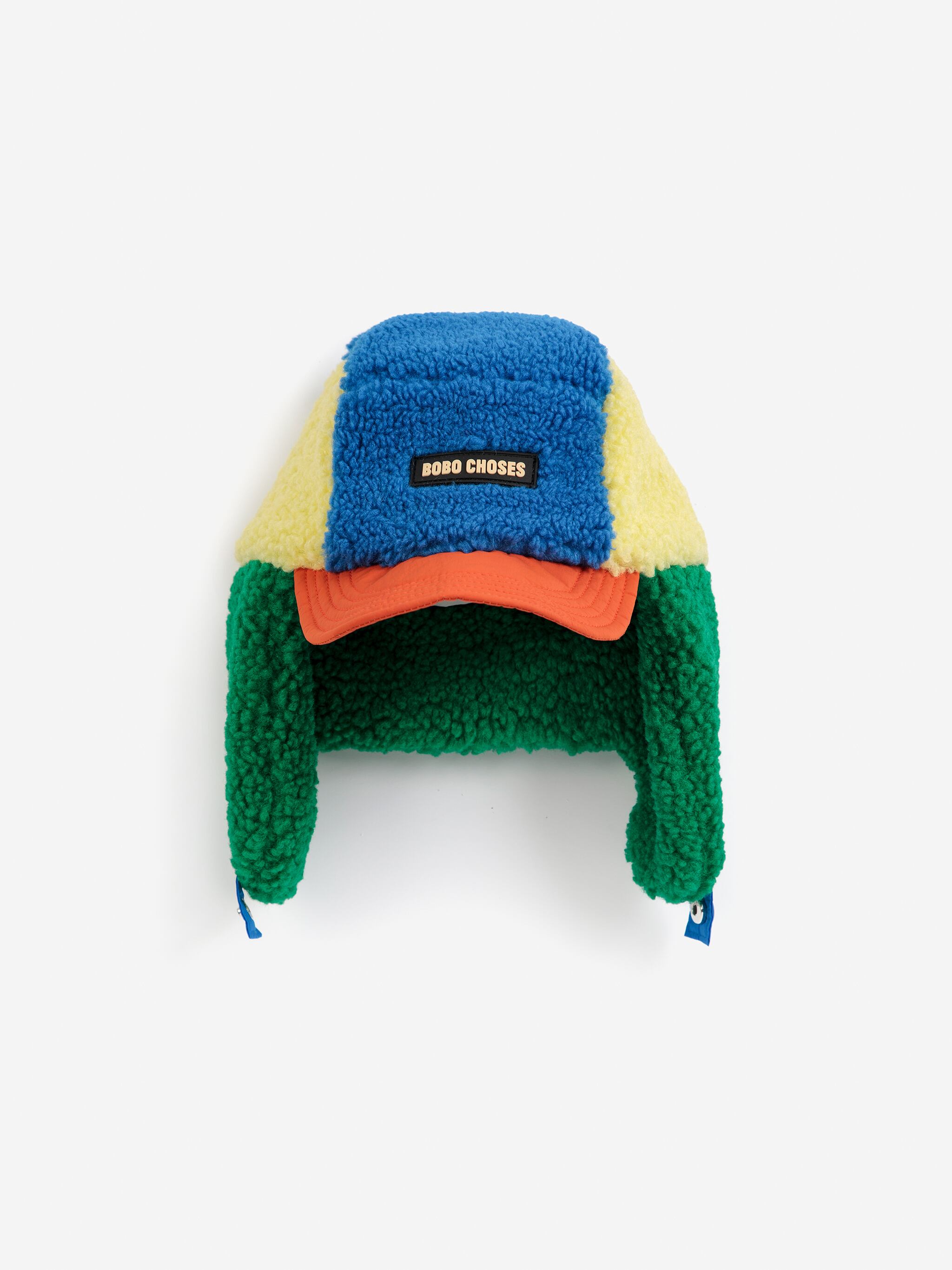 【26AW】BOBOCHOSES(ボボショーズ)Bobo Choses color block sheepskin chapka blue(48cm/50cm)帽子