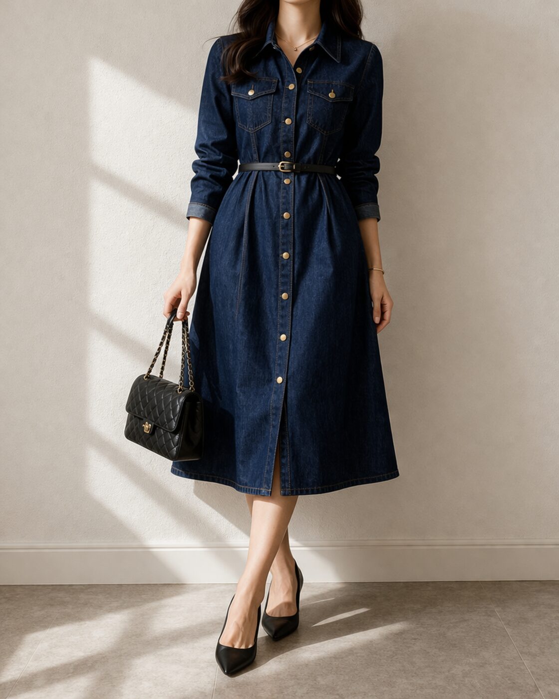 美品⁂センソユニコ⁂膝丈ワンピース　ロングシャツ　羽織り　リネン混　チェック　L レディース 美品⁂センソユニコ⁂膝丈ワンピース ロングシャツ 羽織り