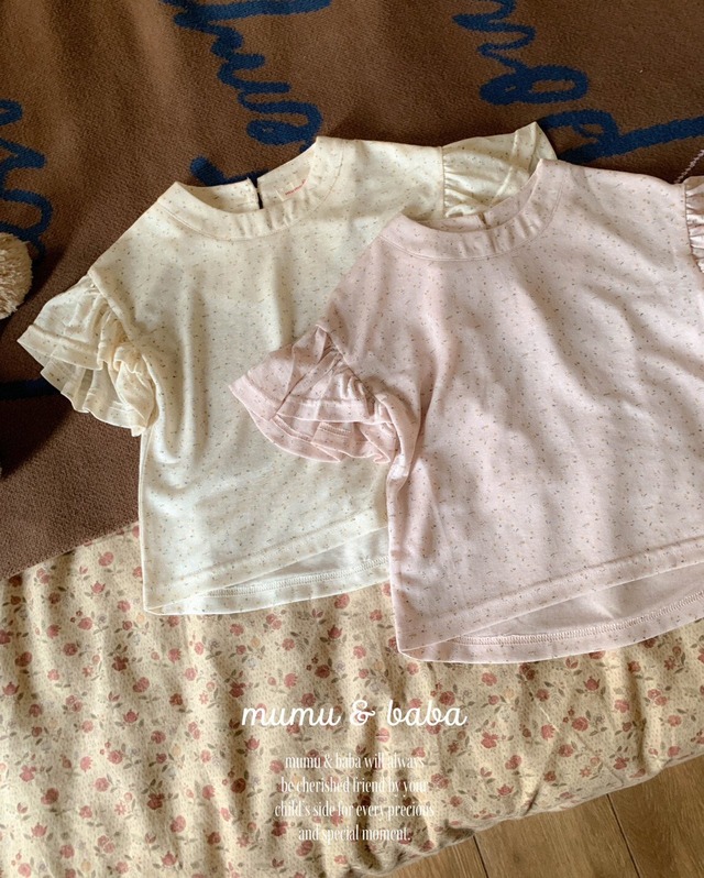 [予約] mumu&baba - days frill T-shirt ( pink / beige )
