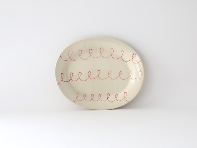 中囿義光　オーバルプレート（クルクル） レッド