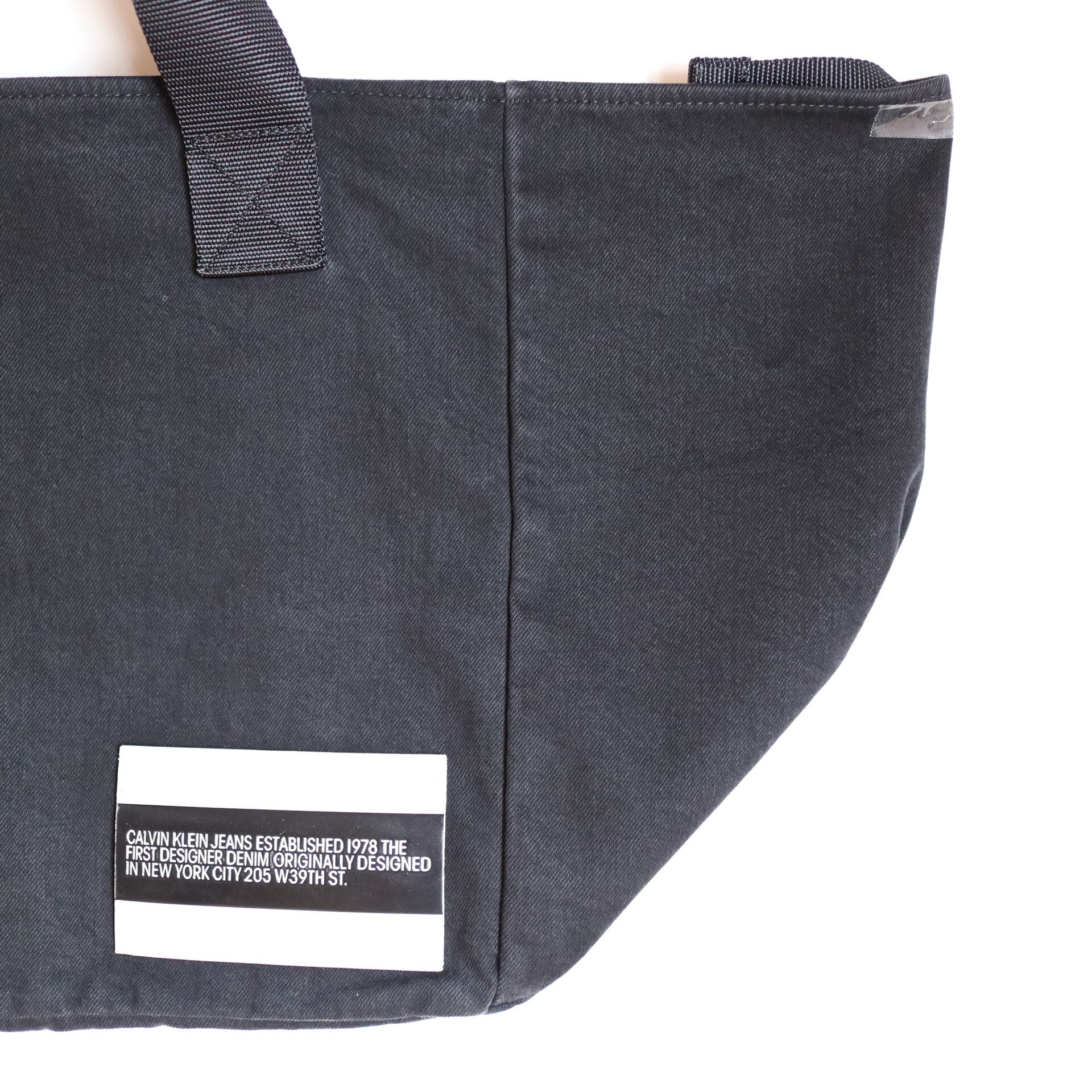 CALVIN KLEIN JEANS / Black Denim Fabric Big Tote Bag / Made in