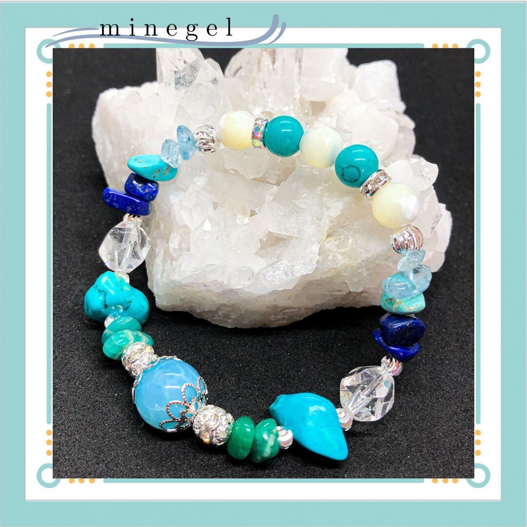 再販♡オーシャン アクアブルー ブレスレット✨️ターコイズ アクア
