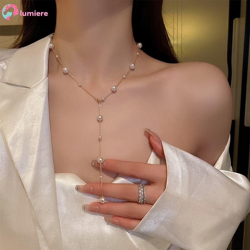 秀逸 韓国 パール ネックレス シルバー チェーン