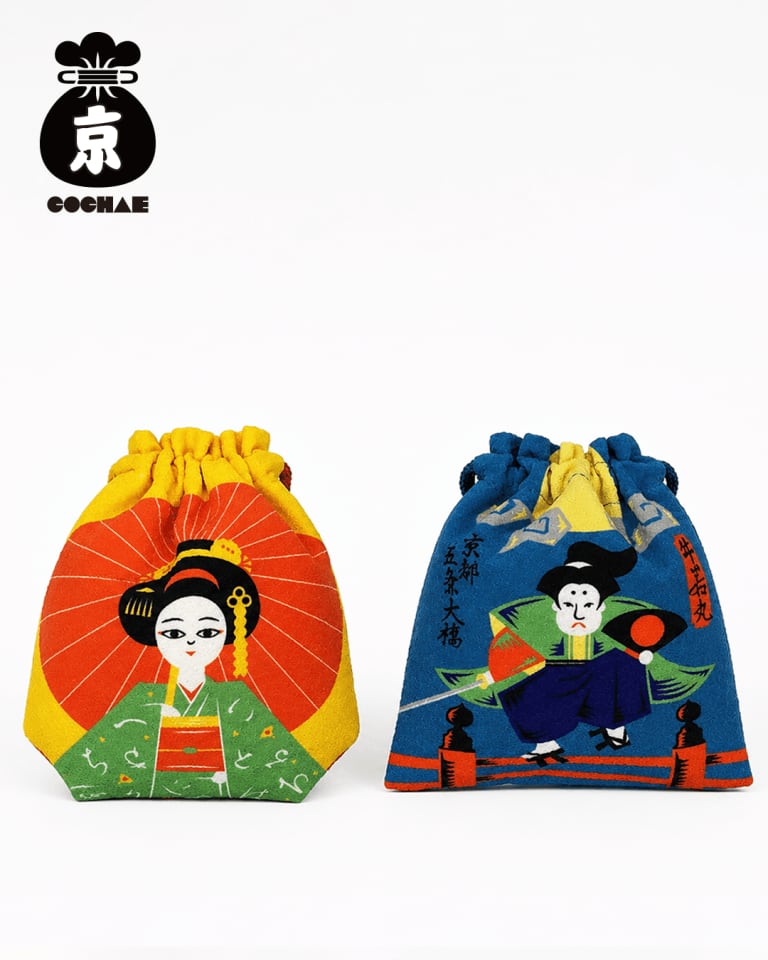 ブィンテージ江戸ちりめん手描き長襦袢 COCHAE x たてつなぎ】 丹後ちりめん 京巾着 | たてつなぎ