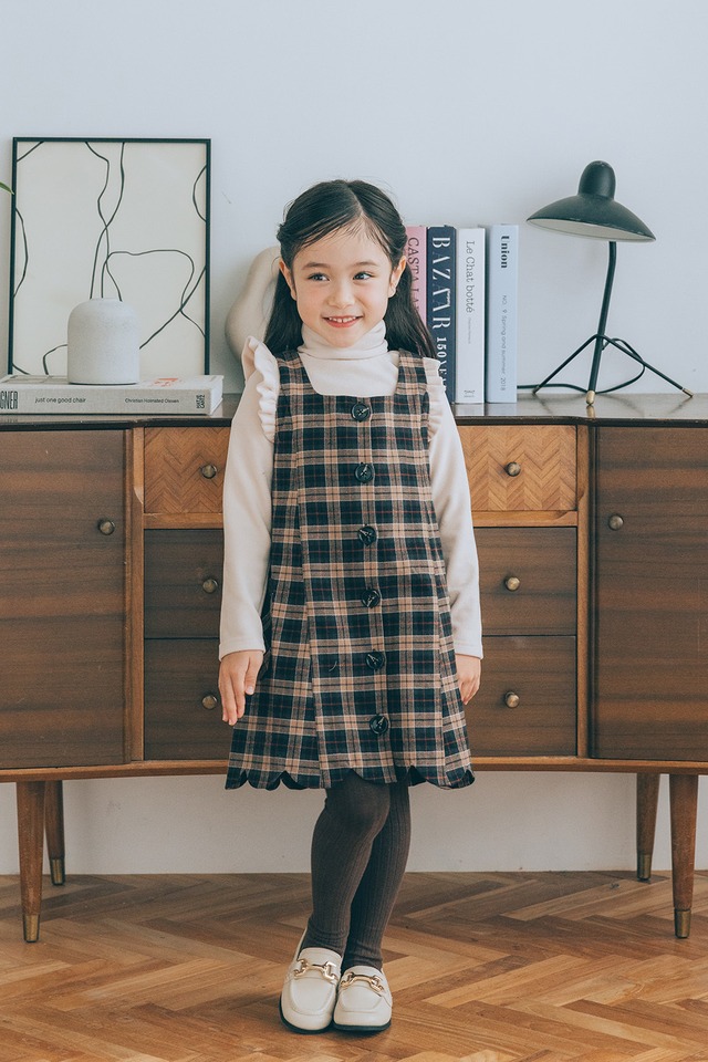 【1DAY限定SET♡】アイボリータートル×チェックスカート2点セット