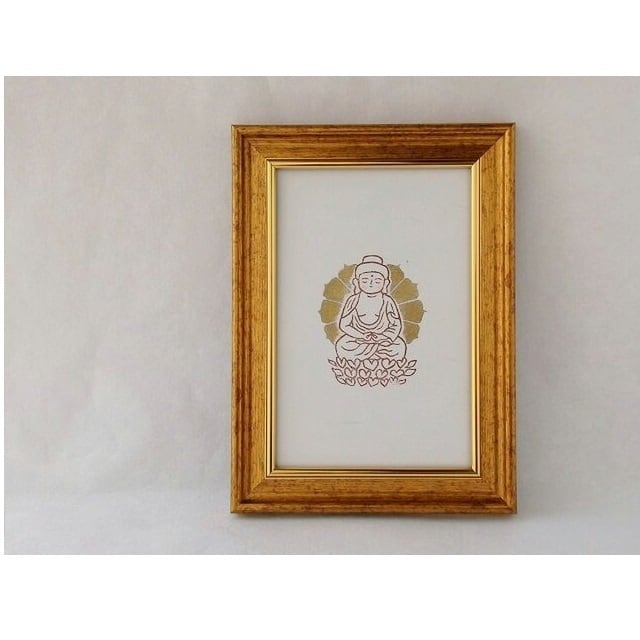 縁起物 仏像 絵画 木彫風 額装 阿弥陀如来 坐像 和モダン インテリア 壁掛け 木造 阿弥陀如来坐像／滋賀県立琵琶湖文化館 The Museum of Shiga