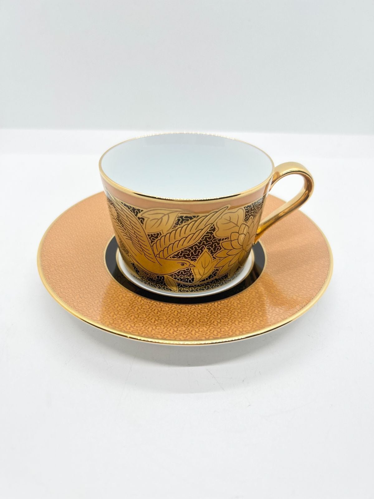 ノリタケ】 オマージュコレクション カプチーノカップ＆ソーサー 橙絵