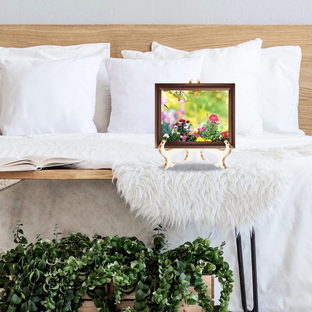 PATIKIL 195 mm アクリル飾り板スタンドホルダー 2個 テーブル利用 折りたたみ式 ピクチャーイーゼルフレームホルダー 写真 カード キャンバス表示用 ホワイト ゴールド