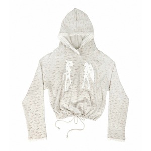 [takeabreak] Light Gray Floral Angel Demon Lace Hoodie