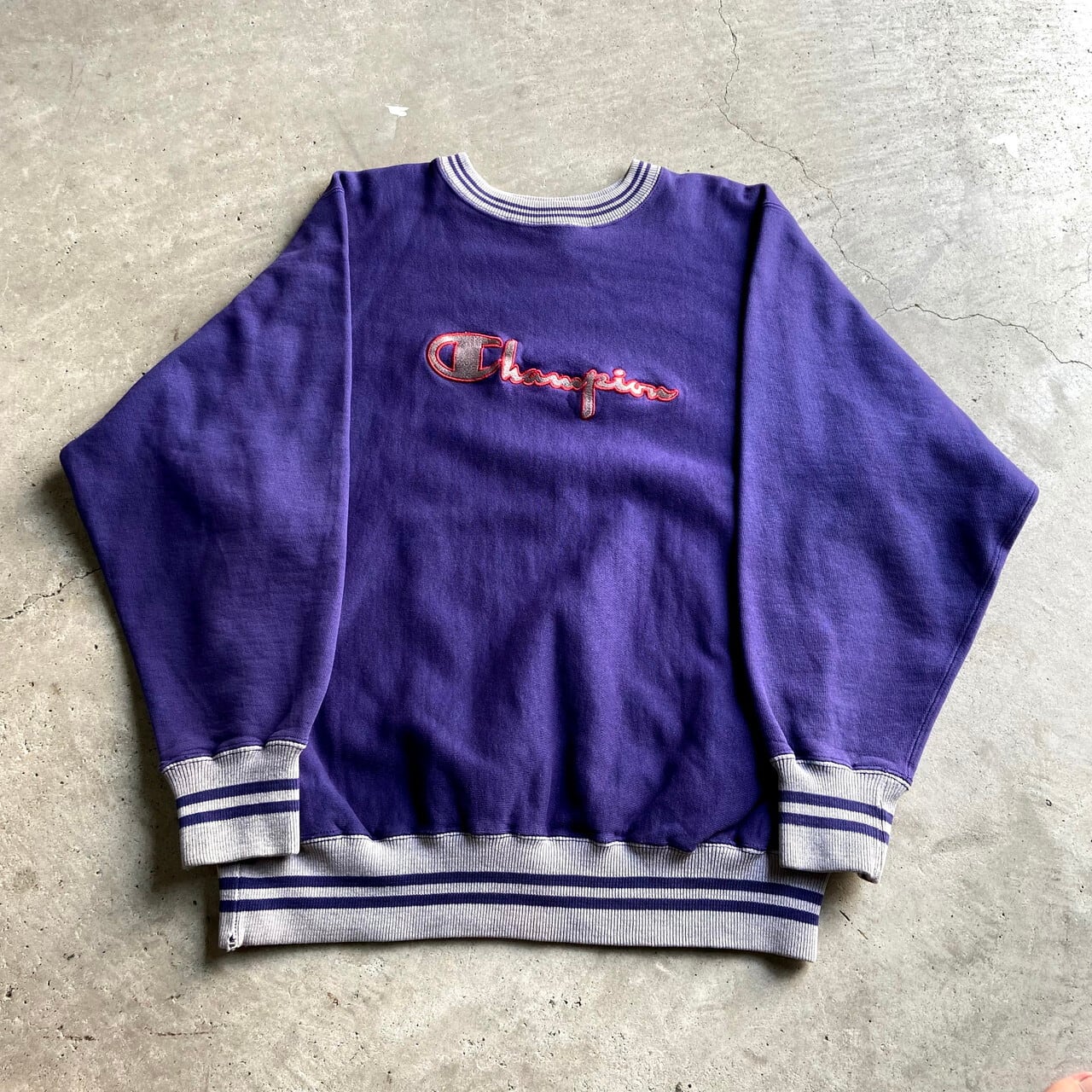 90s Champion リバースウィーブ 刺繍ロゴ リブライン USA製 M