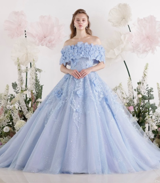 グリッターフリルカラードレス 秋🍁・冬⛄婚の方にもオススメ💗 フリル袖キラキラレッドドレス