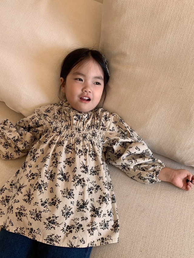 【取寄】frill gather  flower blouse