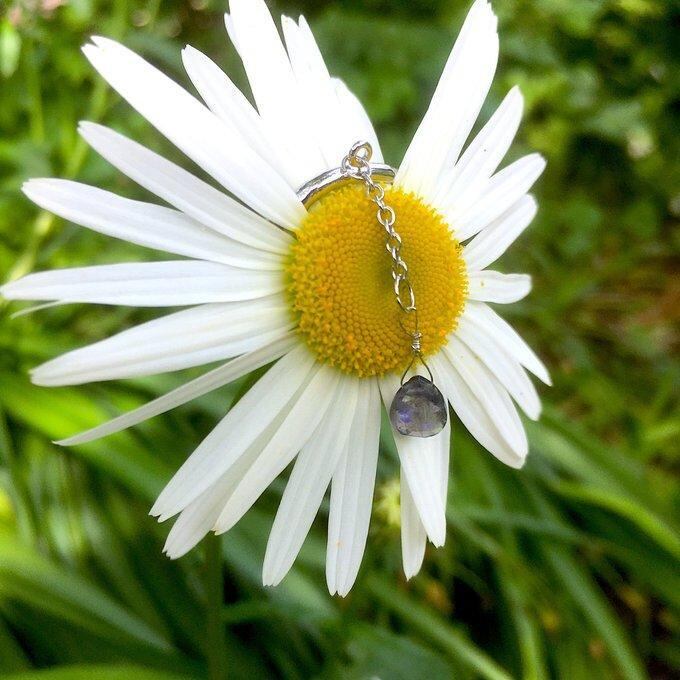 【一点物】✦⋆.すみれの花咲く頃⋆.アイオライトティアドロップシェイプイヤーカフ⋆.·サージカルステンレス⋆.·✦