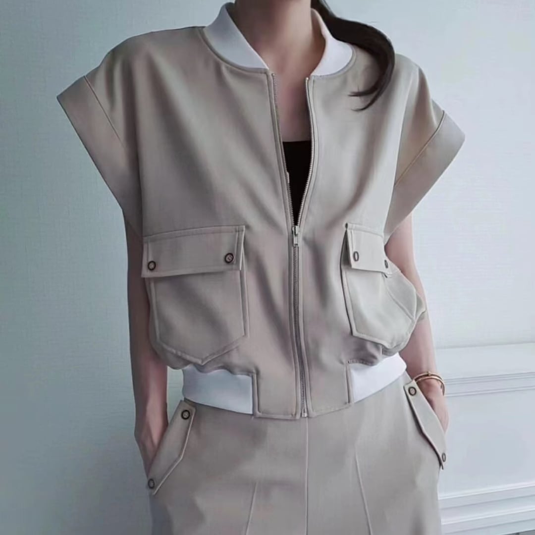 ショート ブルゾン & ワイドパンツ セットアップ/2color 3412599