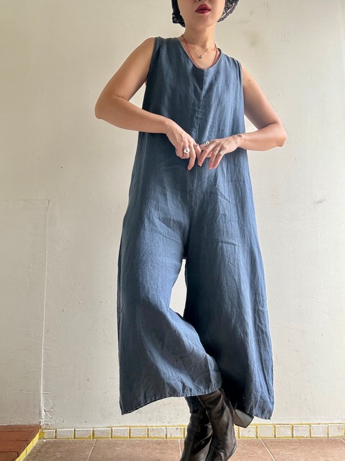 ②"Each Price Merket" Vintage Linen Jumpsuit