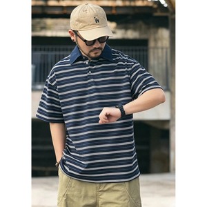 Denim collar border polo shirt 1434