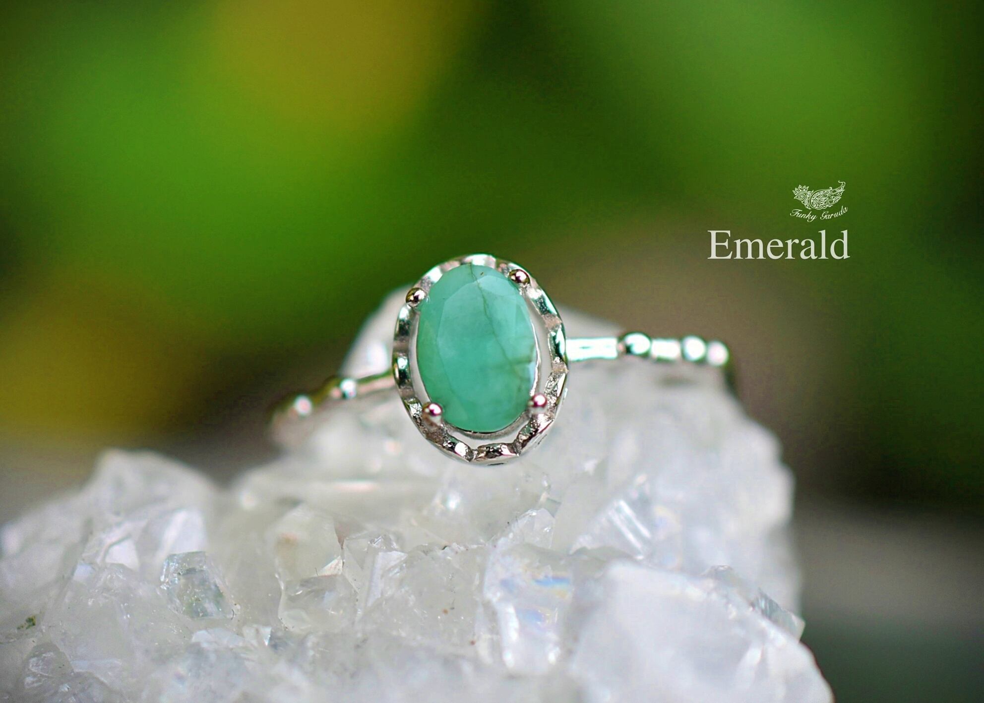 優しいグリーン★エメラルド シルバーリング1153