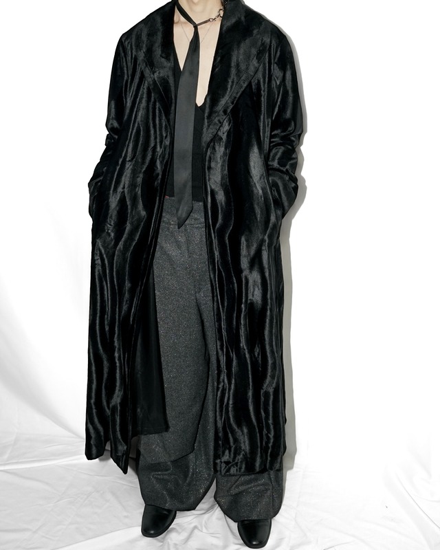 Vintage waving velvet fur maxi coat "made in USA"