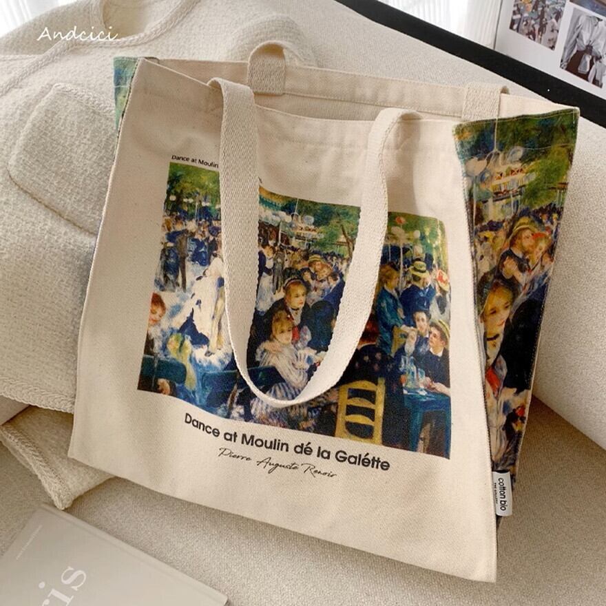SEASONZ ファッション 油絵風 トートバッグ ANDCICI 帆布 ルノワール《パンケーキダンス》