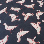 ブロックプリント生地【50cm単位】インド綿  Bird柄 黒×赤×生成り #50810-BK1【再入荷】