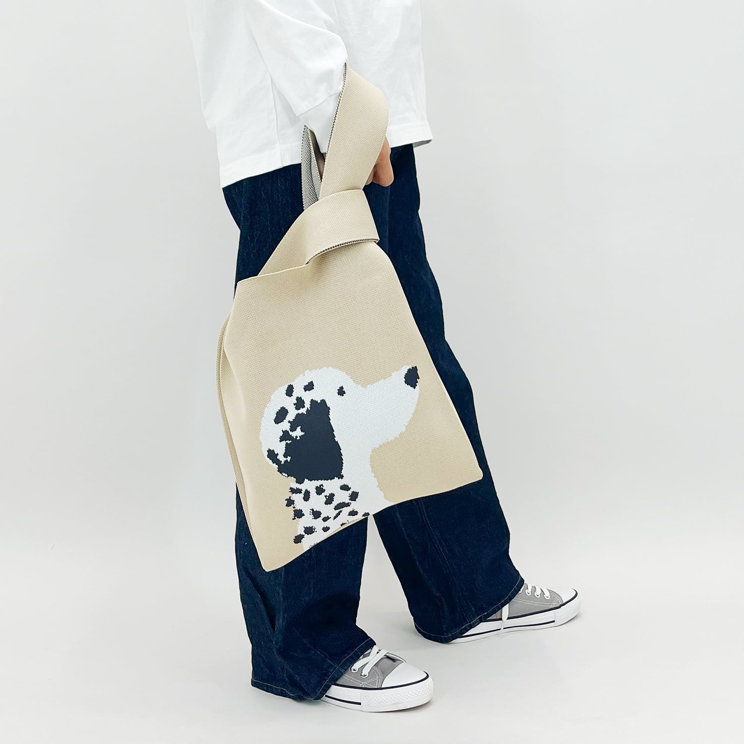 JIN KITAMURA】北村人 KNIT MARCHE BAG ダルメシアン ニットマルシェ
