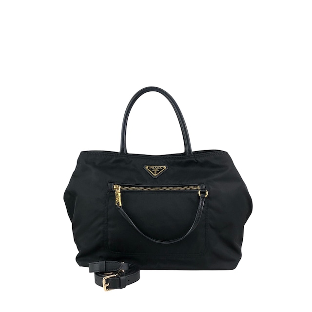 PRADA プラダ ショルダーバッグ ブラック トライアングルロゴ ナイロン 2WAY トートバッグ vintage ヴィンテージ オールド 2krwdw