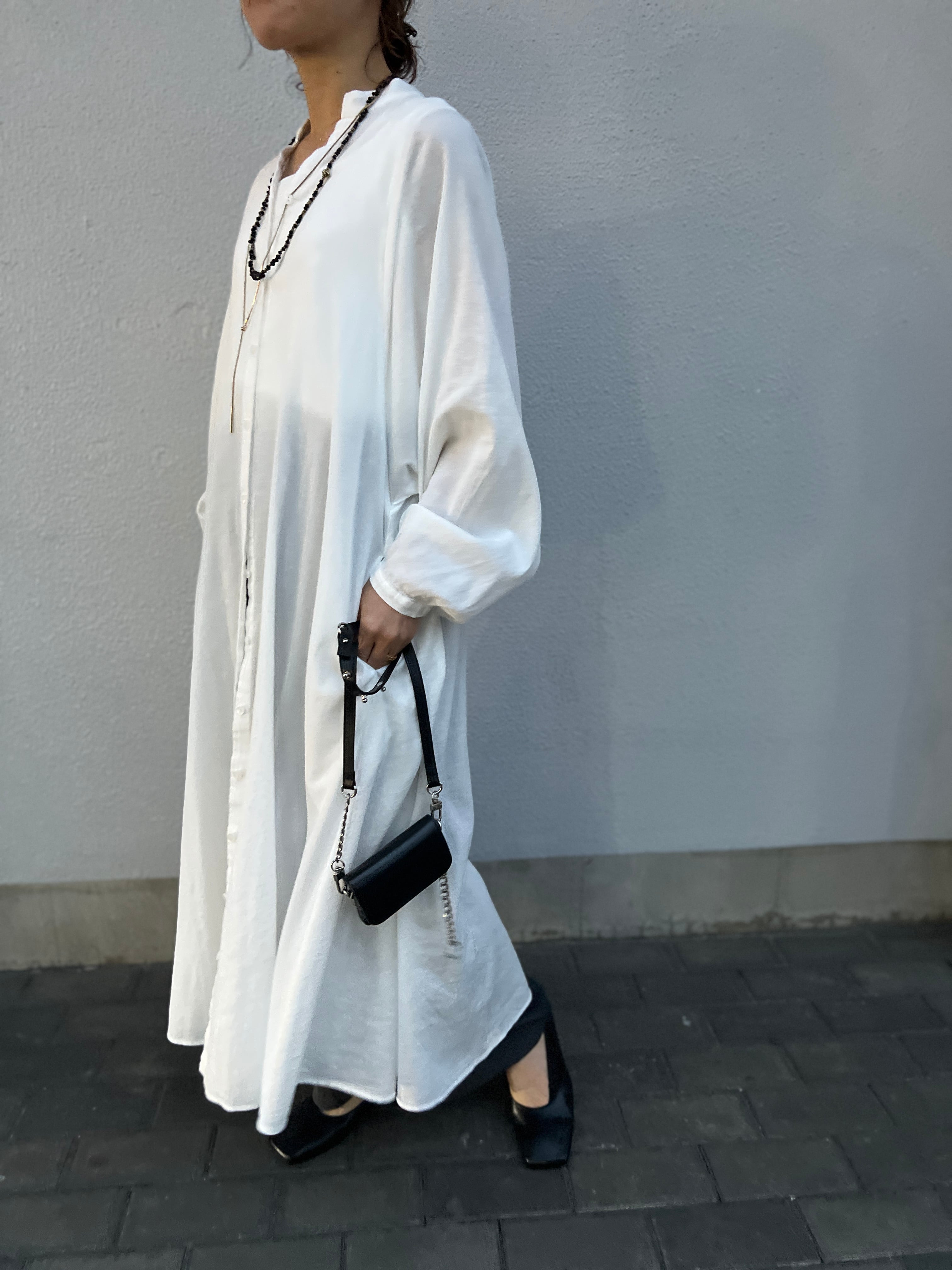 【PASSIONE】高島ちぢみ長袖ワンピース 616101