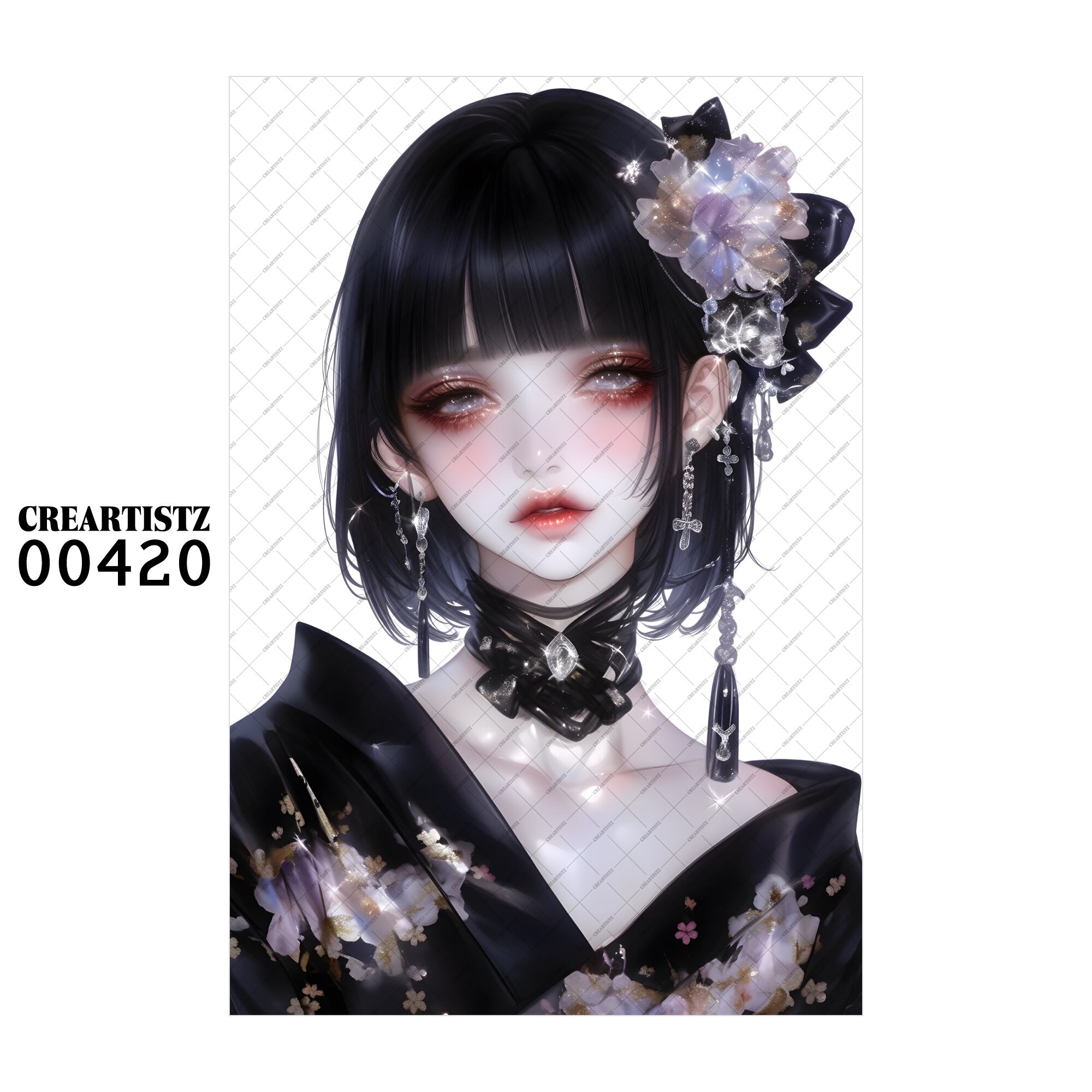 00420 ガール キュート オリジナル ペーパー/ステッカー 4枚セット CREARTISTZ