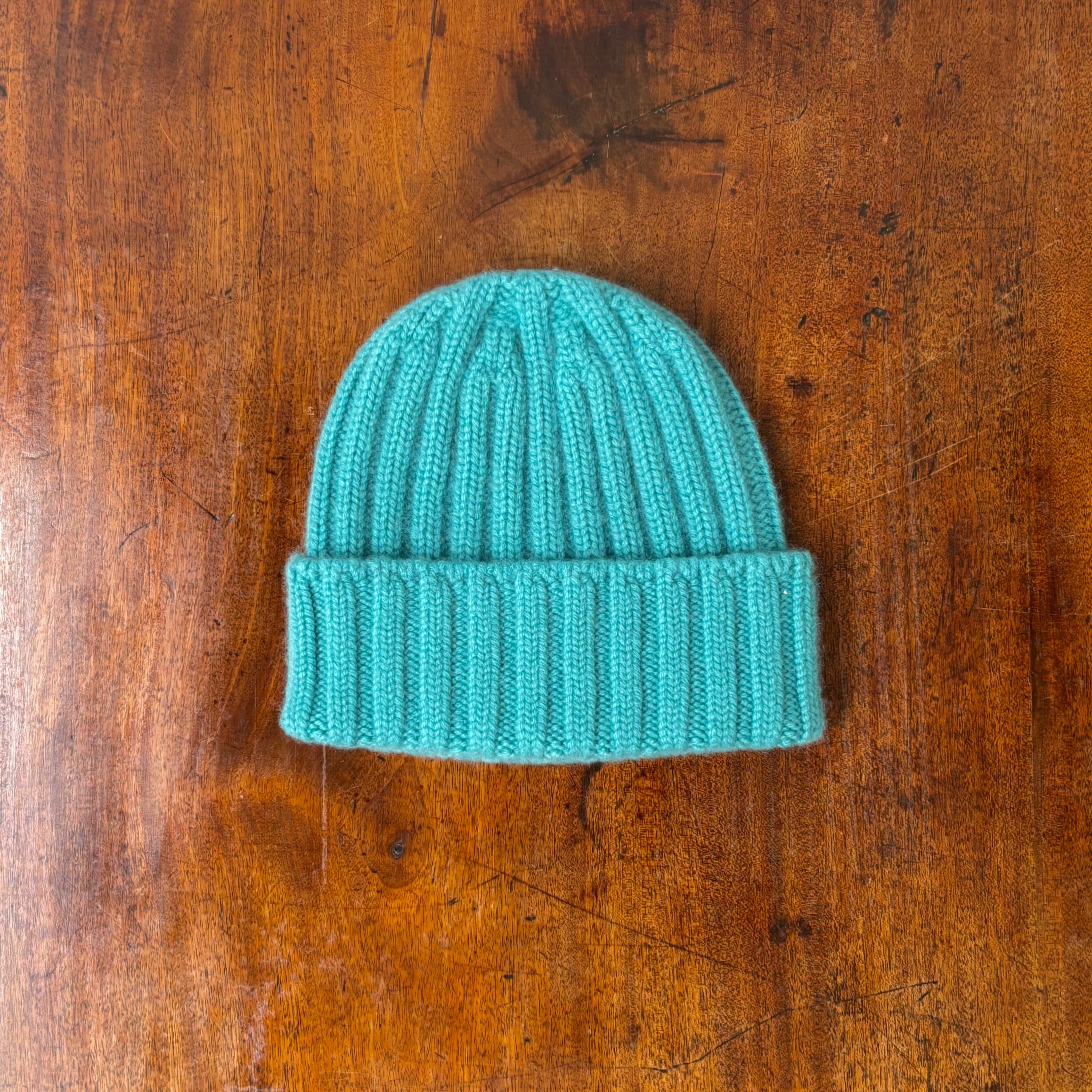 cableami カシミア リブ ワッチキャップ ターコイズ | 萬栄堂帽子店