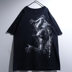 00s "spider man 3" Black Various Print Desgin Movie T-shirt