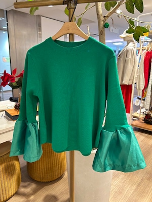 お袖布帛切替長袖ニット［Color:グリーン］
