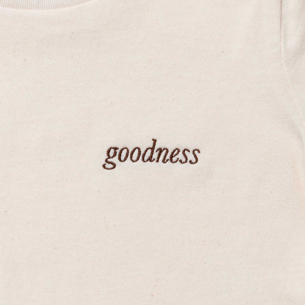 KIDS goodness logo crew neck T-shirt (Natural × Brown)