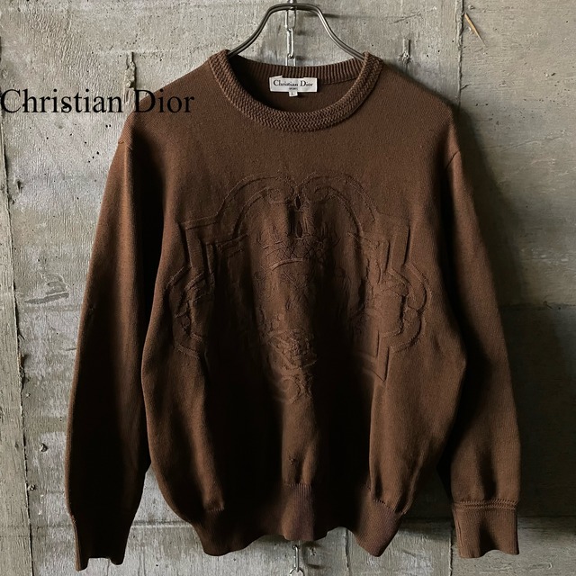 〖Christian Dior〗embroidery design wool knit/クリスチャンディオール 刺繍 デザイン ウール ニット/lsize/#1120