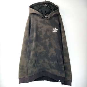 アディダス　プルオーバー　スウェット　パーカー　トレーナー　刺繍ロゴ　ダイダイ